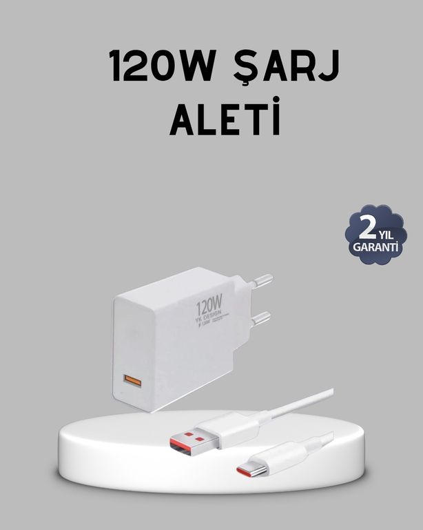 ASTRALTECH TKNUCZZZ120WŞARJ-3MKR 120W Süper Hızlı Şarj Adaptörü Type-C Kablo Dahil, Yüksek Voltaj Korumalı Standart