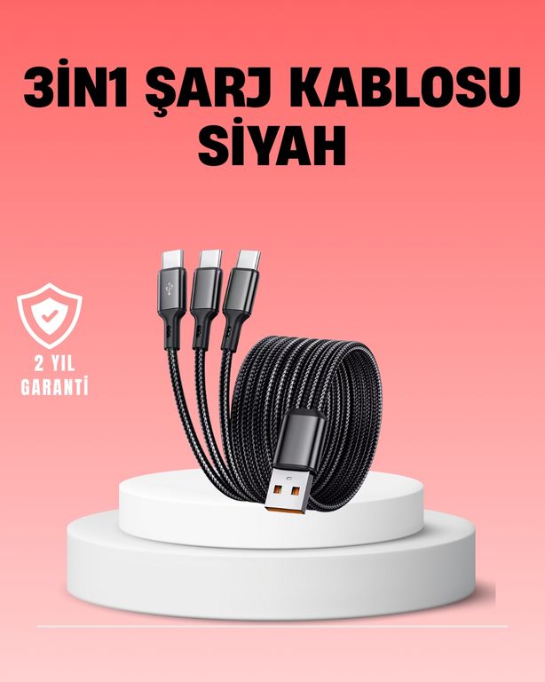 ASTRALTECH TKNUCZZZC103LÜKABLO-1MKR Çoklu Usb Şarj Kablosu 1,2M Hızlı Şarj, 3A Güçlü Akım Standart