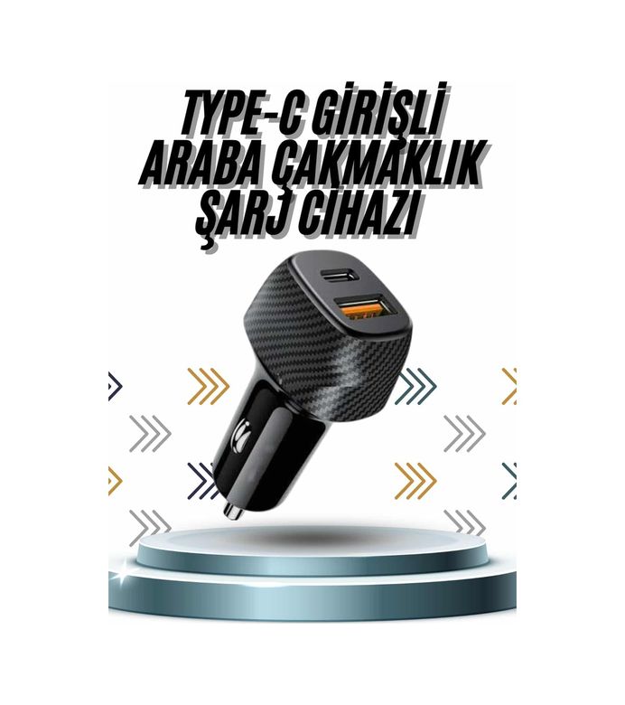 ASTRALTECH TKNUCZZZPG38ŞARJCİHAZIIIIIII3MKR Hızlı Oto Şarj Cihazı 38W Çift Girişli Hızlı Şarj Oto Çakmaklık Type-C Standart