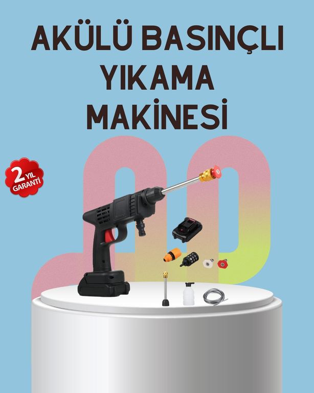 ASTRALTECH TKNUCZZZTEKBATARYALIARAÇYIKAMA-5MKR Yüksek Basınçlı Şarjlı Yıkama Tabancası Su Tabancası Hortumlu