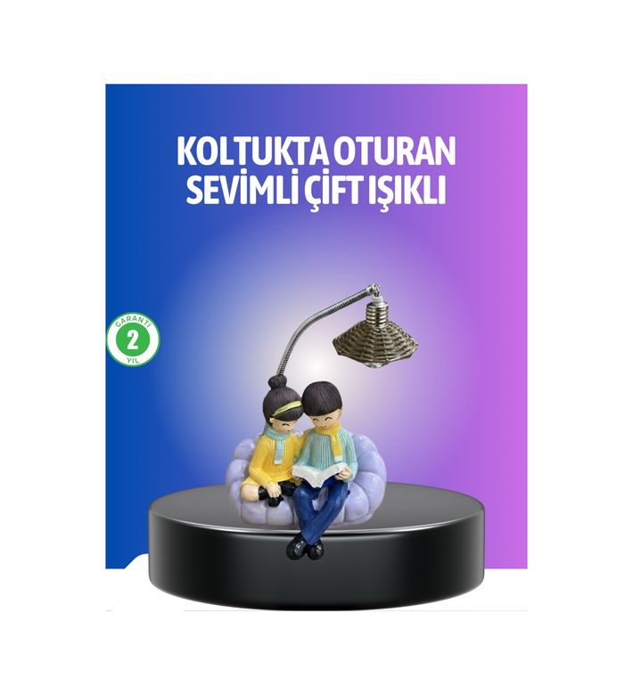ASTRALTECH TRİTHLTUCZZZKOLTUKÇİFTIŞIK-1-BLNCCC Kitap Okuyan Çift Figürlü Gece Lambası Romantik Dekoratif Masa Lambası Çok Renkli