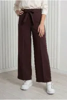 Asu Kuşaklı Bol Paça Pantolon-MT1445 Kahve