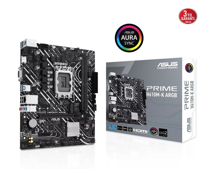Asus Prime H610M-K ARGB DDR5 1700P Anakart (VGA, HDMI)