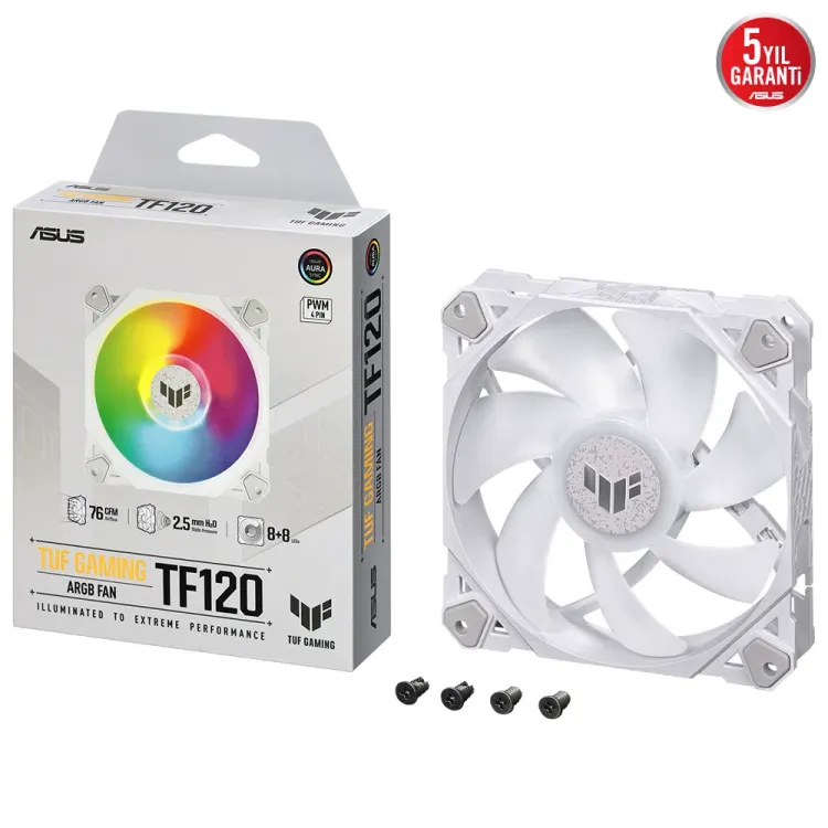 ASUS TUF Gaming TF120 ARGB Beyaz Kasa Fanı