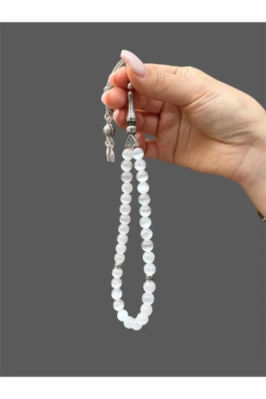 Asya Gems AYG-7709 8 Mm Küre Kesim Selenit Doğal Taş Tesbih