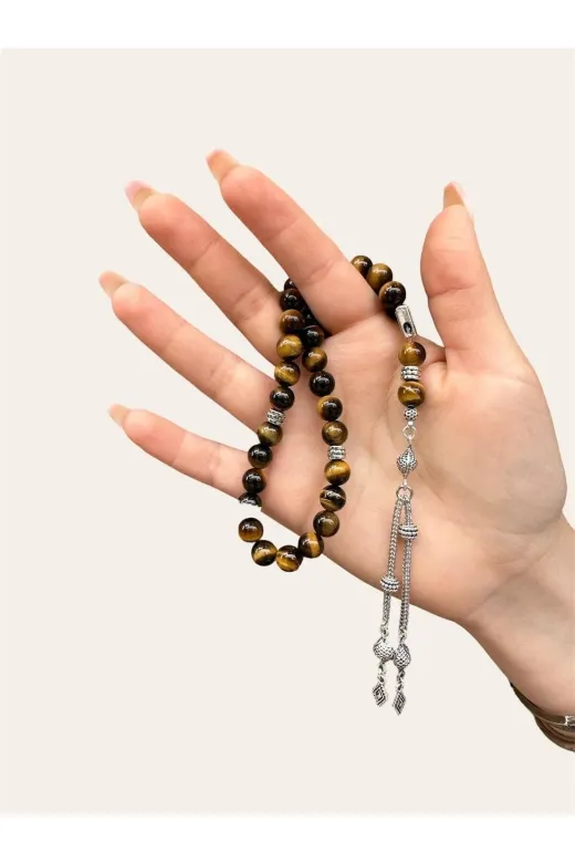 Asya Gems AYG-7710 8 Mm Küre Kesim Kaplan Gözü Doğal Taş Tesbih
