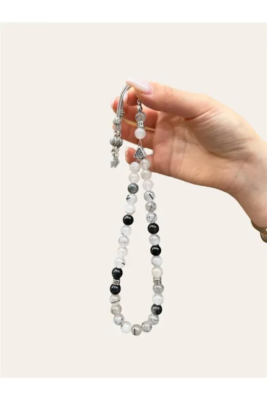 Asya Gems AYG-7713 8 Mm Küre Kesim Rutil Kuvars Doğal Taş Tesbih