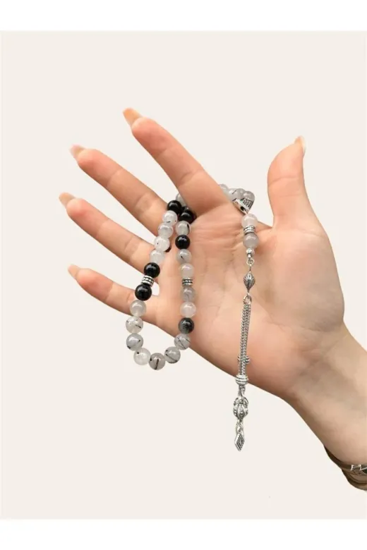Asya Gems AYG-7713 8 Mm Küre Kesim Rutil Kuvars Doğal Taş Tesbih