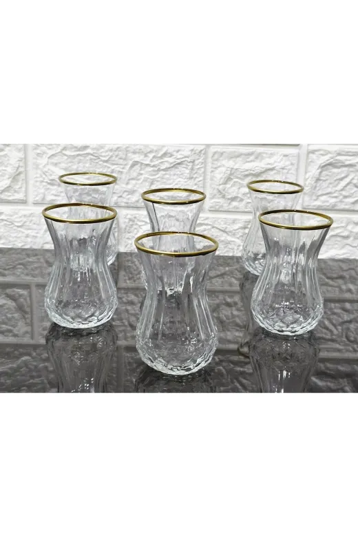 atabey home 6LIÇAYBARDAĞIGRUBU 6 Adet Çay Bardaği - Lavinya Model Gold Boyali 160 Ml