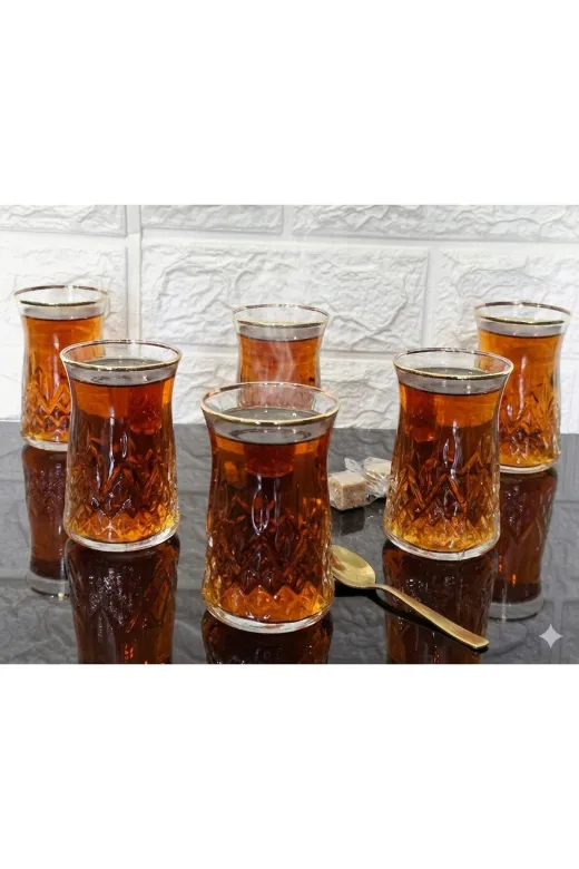 atabey home 6LIÇAYBARDAĞIGRUBU 6 Adet Çay Bardaği - Odin Gerçek Yaldiz 170 Ml