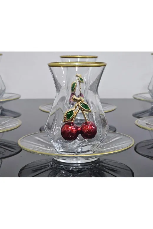 atabey home ALYAKİRAZLI Alya Çay Seti 12 Parça Döküm Kirazli Lüx Set