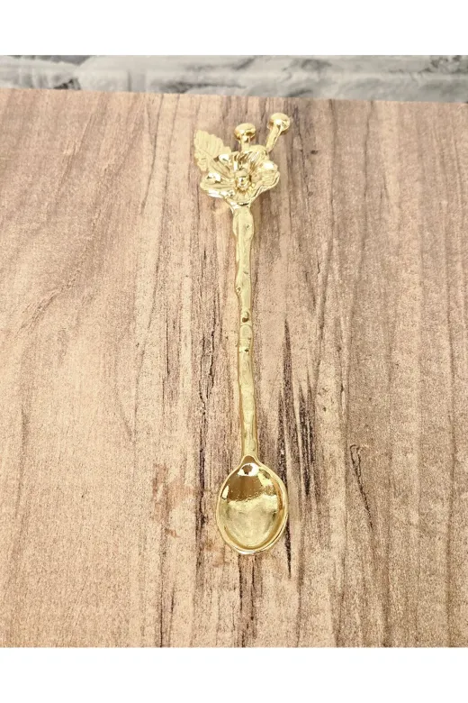 atabey home ATABEYKAŞIK 6'li Japon Gülü Detayli Gold Çay Kaşiği Seti- Dekoratif Kaşik(Açiklamayi Okuyarak Aliniz)