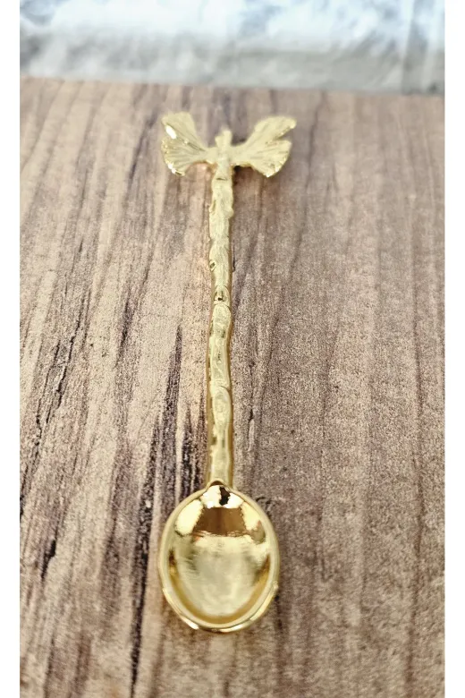 atabey home ATABEYKAŞIK 6'li Kelebek Detayli Gold Çay Kaşiği Seti- Dekoratif Kaşik(Açiklamayi Okuyarak Aliniz)