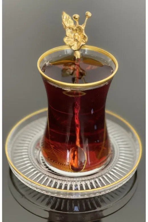 atabey home ATBEY HOME Çay Set 18 Parça 6 Kişilik Japon Gülü Çay Kaşıklı Lav