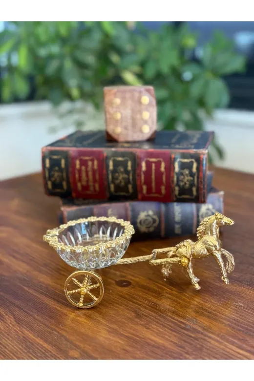 atabey home ATLILOKUMLUK 1 Adet Gold-Fayton - Atli Lokumluk-Masa Dekoru- Lüks Kahve Yani Lokumluk- Döküm Çerçeveli