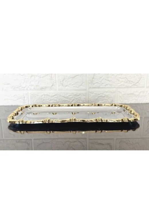 atabey home BATONÇELİKTEPSİLER 6'li Sunum Tepsisi & Baton Pasta Servisi Çelik Tepsi Döküm Gold Çerçeve 32 Cm