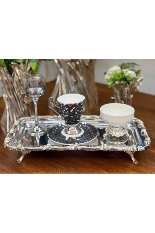 atabey home BATONÇELİKTEPSİLER Tekli Ayakli Sunum Tepsisi & Baton Pasta & Börek Servisi Çelik Tepsi Döküm Full Gümüş 32 Cm