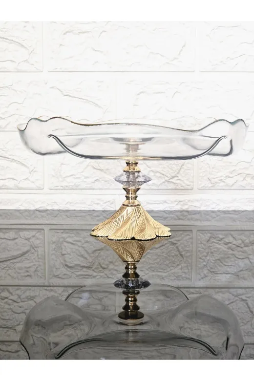 atabey home BÖLMELİSUNUMLUK Küçük Bölmeli Servis Tabaği Döküm Semerkand Gold Ayakli  & Sunumluk & Kahvaltilik & Çerezlik 25 Cm