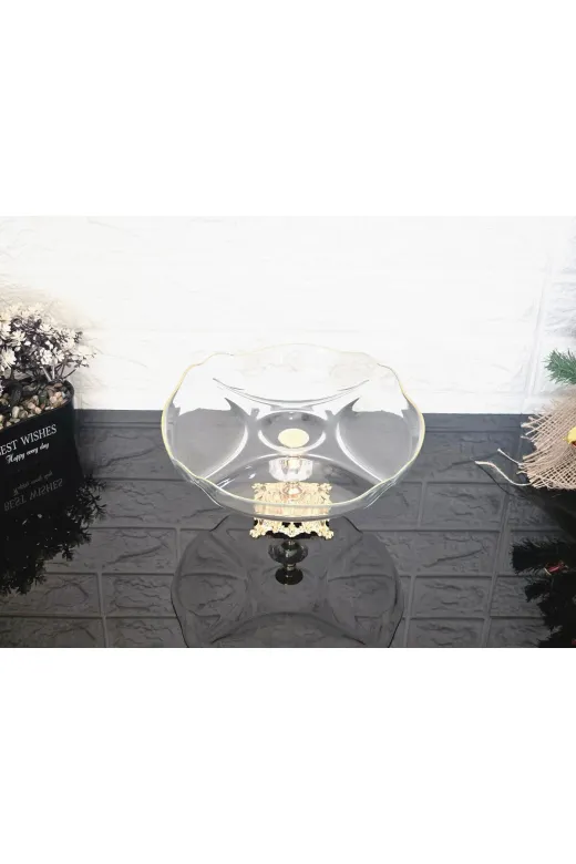 atabey home BÖLMELİSUNUMLUK Küçük Bölmeli Servis Tabaği Döküm Kare Gold Ayakli  & Sunumluk & Kahvaltilik & Çerezlik 25 Cm