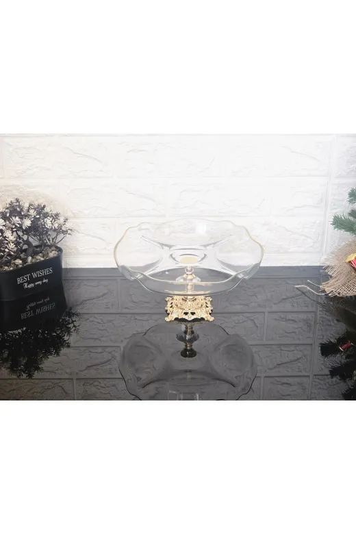atabey home BÖLMELİSUNUMLUK Küçük Bölmeli Servis Tabaği Döküm Kare Gold Ayakli  & Sunumluk & Kahvaltilik & Çerezlik 25 Cm