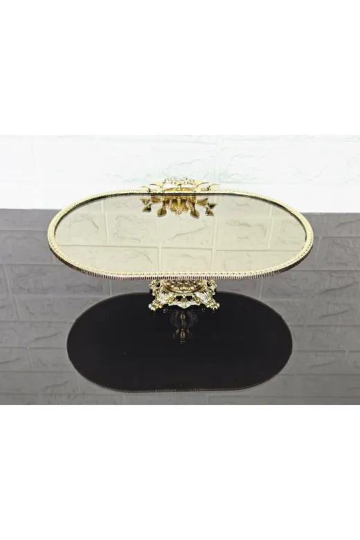 atabey home çerçevelikayıkserisi Bronz Ayna Büyük Kayik Sunumluk Döküm Gold Çerçeveli Ve Kare Ayakli 33 Cm