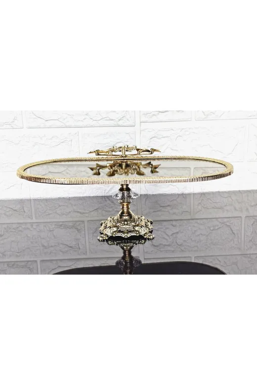 atabey home çerçevelikayıkserisi Bronz Ayna Küçük Kayik Sunumluk Döküm Gold Çerçeveli Ve Kare Ayakli 30 Cm