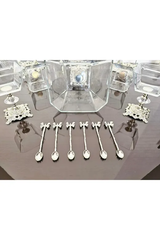 atabey home collection ATABEYÇEYİZSETİ1 10 Parça Çeyiz Seti Gümüş Döküm Ayakli & Sunumluk Set Çay Kaşiği Hediyeli (Açiklamayi Okuyunuz)