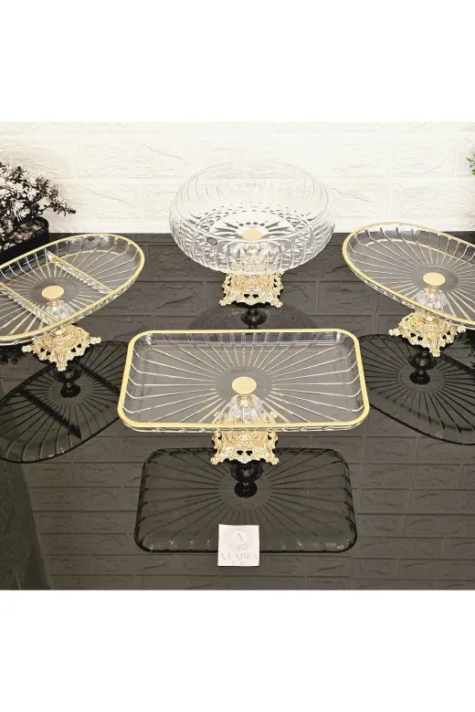 atabey home collection ATABEYÇEYİZSETİ1 4 Parça Çeyiz Seti 3 Adet Sunumluk 1 Adet Salata Kasesi Çizgili (Açiklamayi Okuyunuz)