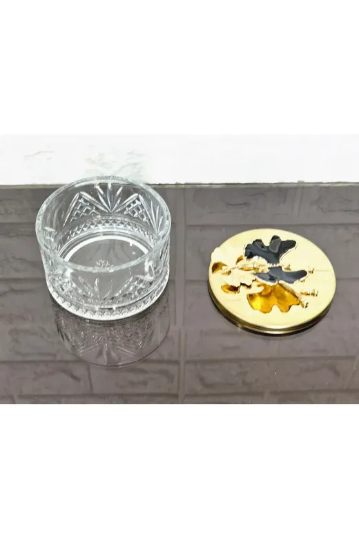 atabey home collection ŞEKERLİKAPAKLISERİ Şekerlik 1 Adet Gold Kapakli Siyah Kelebek Çerezlik & Sunumluk