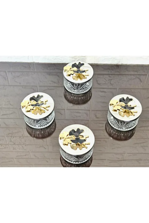 atabey home collection ŞEKERLİKAPAKLISERİ Şekerlik 6 Adet Gümüş Kapakli Siyah Kelebek Çerezlik & Sunumluk