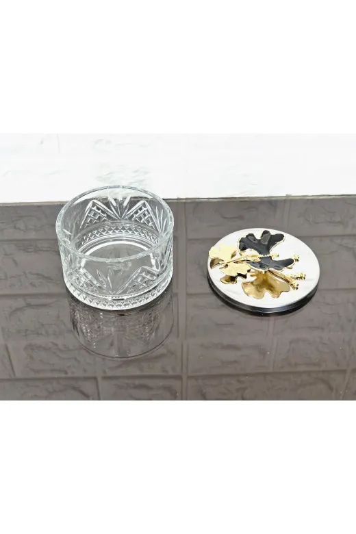 atabey home collection ŞEKERLİKAPAKLISERİ Şekerlik 6 Adet Gümüş Kapakli Siyah Kelebek Çerezlik & Sunumluk