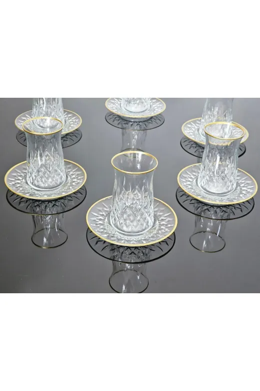 atabey home collection TYC0XHL4AN170642385160282 12 Parça Odin Çay Seti Cam Tabakli Gold Detayli