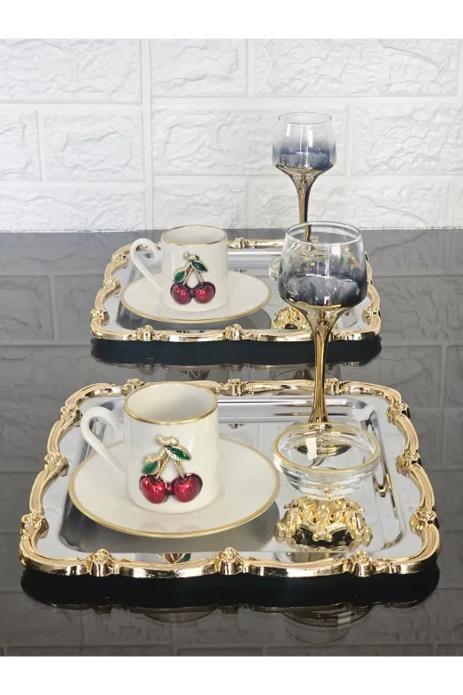 atabey home collection TYC2931DE6E1AC53F1 2 Adet Sunum Tepsisi & Kahve & Çay Tepsisi- Gümüş Tepsi Döküm Gold Gül Çerçeveli