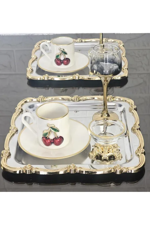 atabey home collection TYC2931DE6E1AC53F1 2 Adet Sunum Tepsisi & Kahve & Çay Tepsisi- Gümüş Tepsi Döküm Gold Gül Çerçeveli