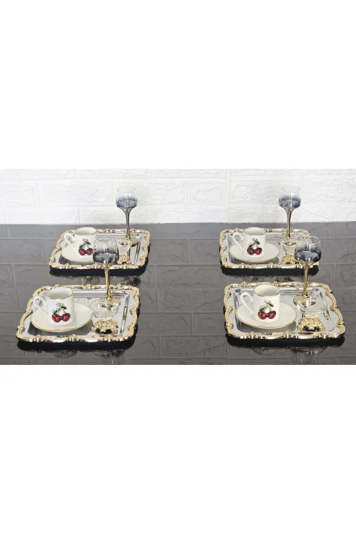 atabey home collection TYC2931DE6E1AC53F1 6 Adet Sunum Tepsisi & Kahve & Çay Tepsisi- Gümüş Tepsi Döküm Gold Gül Çerçeveli