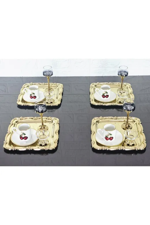 atabey home collection TYC2931DE6E1AC53F1 6 Adet Sunum Tepsisi & Kahve & Çay Tepsisi- Gold Tepsi Döküm Gold Gül Çerçeveli