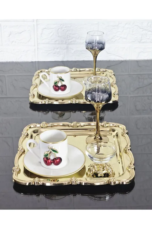 atabey home collection TYC2931DE6E1AC53F1 6 Adet Sunum Tepsisi & Kahve & Çay Tepsisi- Gold Tepsi Döküm Gold Gül Çerçeveli