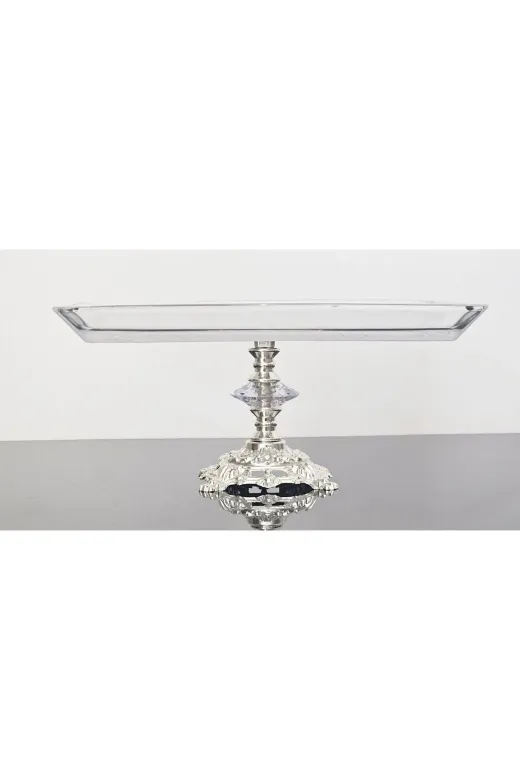 atabey home esr68683 Döküm Ayaklı Kare Servis Tabağı Gümüş Ayak