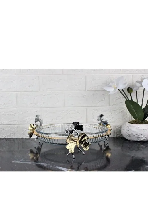 atabey home eym103 Kelebek Ayak Yuvarlak Borcam Tepsi-25 Cm