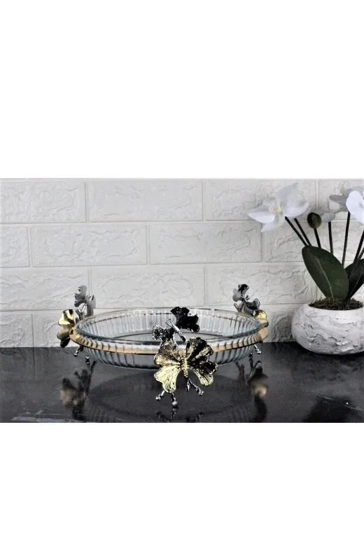 atabey home eym103 Kelebek Ayak Yuvarlak Borcam Tepsi-25 Cm