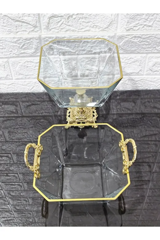 atabey home krn299atabey 2'li Gold Detaylı Salata Kasesi & Sunum Kasesi-Kısır Kasesi Lav Krn299 1900 Cc