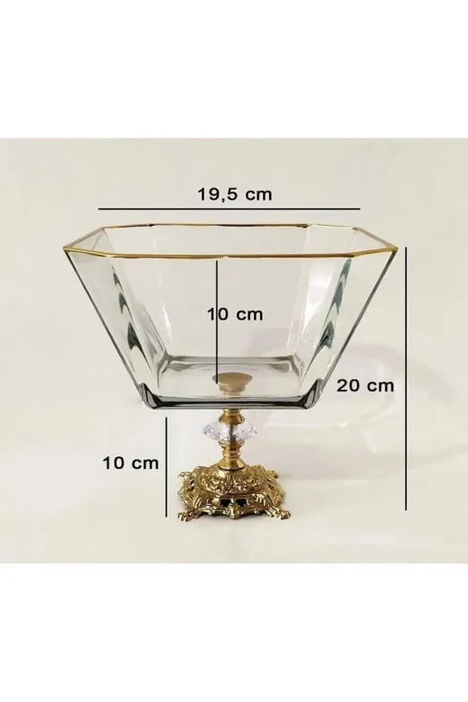 atabey home krn299atabey Kare Döküm Ayaklı Gold Detaylı Salata Kasesi & Sunum Kasesi Lav Krn299 1900 Cc