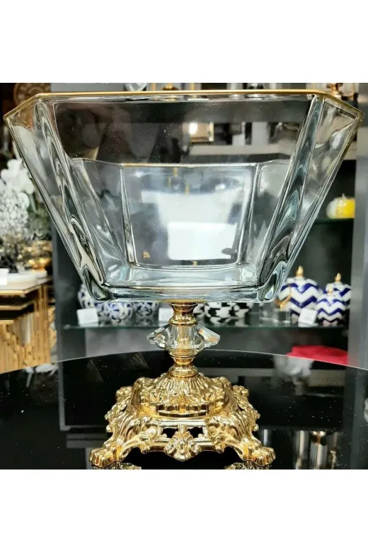 atabey home krn299atabey Kare Döküm Ayaklı Gold Detaylı Salata Kasesi & Sunum Kasesi Lav Krn299 1900 Cc