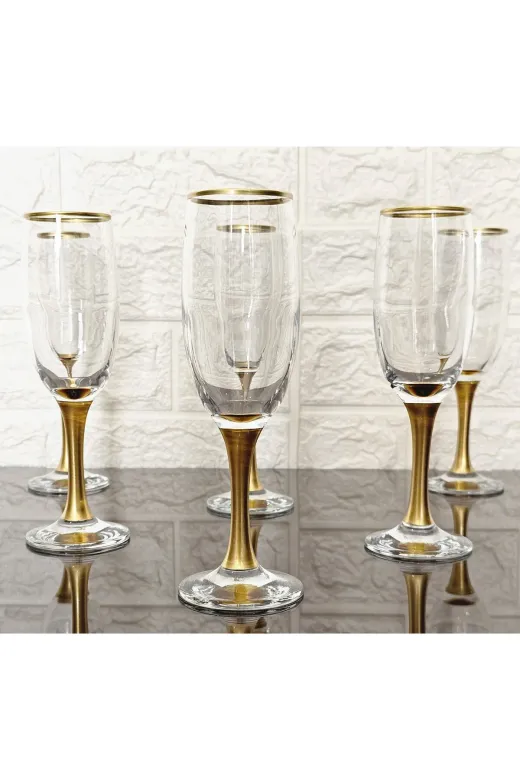 atabey home miss535gold 6 Adet Kahve Yani Su Bardaği Gold Detayli & Lav 190Cc