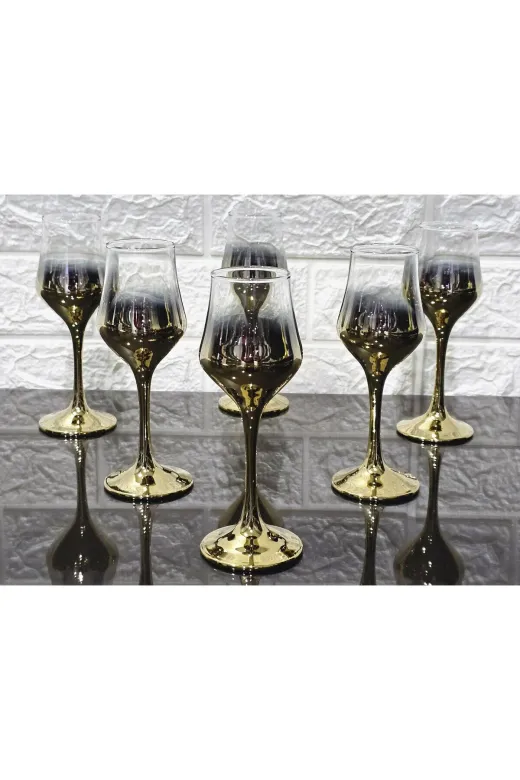 atabey home TİTANYUMBARDAKSERİSİ 17 Cm Düz Titanyum Gold 6'li Su Bardak 135 Ml & Kahve Yani Su Bardaği