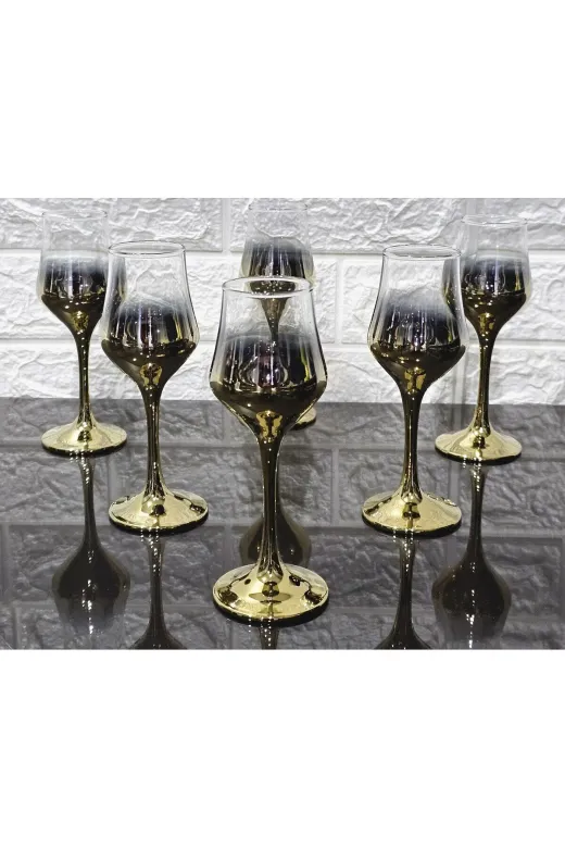 atabey home TİTANYUMBARDAKSERİSİ 17 Cm Düz Titanyum Gold 6'li Su Bardak 135 Ml & Kahve Yani Su Bardaği