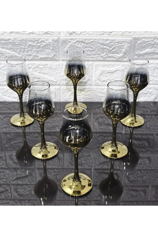 atabey home TİTANYUMBARDAKSERİSİ 17 Cm Düz Titanyum Gold 6'li Su Bardak 135 Ml & Kahve Yani Su Bardaği