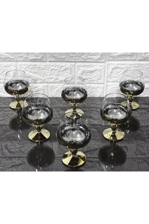 atabey home TİTANYUMBARDAKSERİSİ Bohemia Kristal Titanyum Gold 6'li Su Bardak Claudia 250 Ml & Kahve Yani Su Bardaği