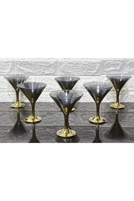 atabey home TİTANYUMDONDURMALIK 6'li Dondurmalik & Şekerlik Titanyum Gold & Kase & Kadeh 190 Ml Paşabahçe 44410