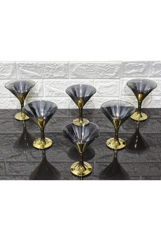 atabey home TİTANYUMDONDURMALIK 6'li Dondurmalik & Şekerlik Titanyum Gold & Kase & Kadeh 190 Ml Paşabahçe 44410